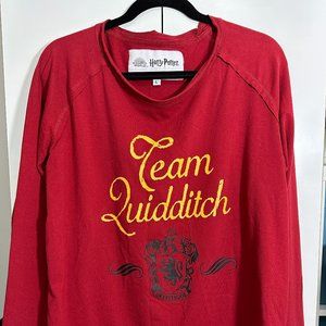 Harry Potter Team Quidditch Long Sleeve Red Shirt Sz. L